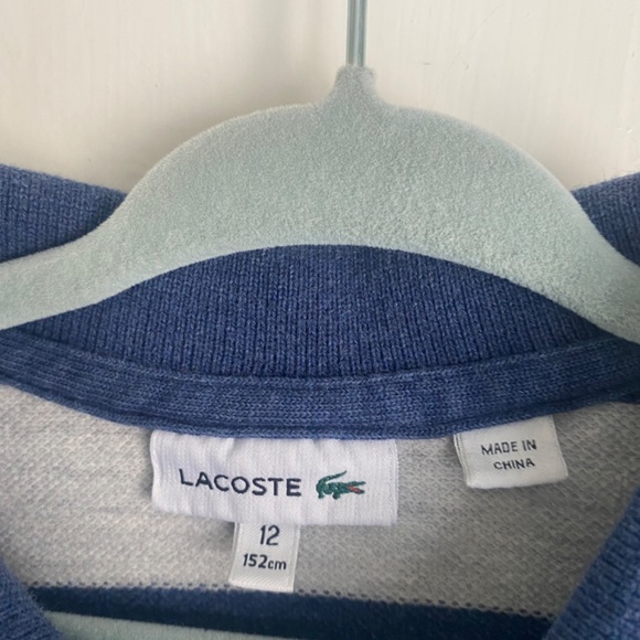 Boys Lacoste Navy/Grey Stripe Polo size 12 - Picture 3 of 3